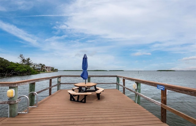 view of dock featuring a water view