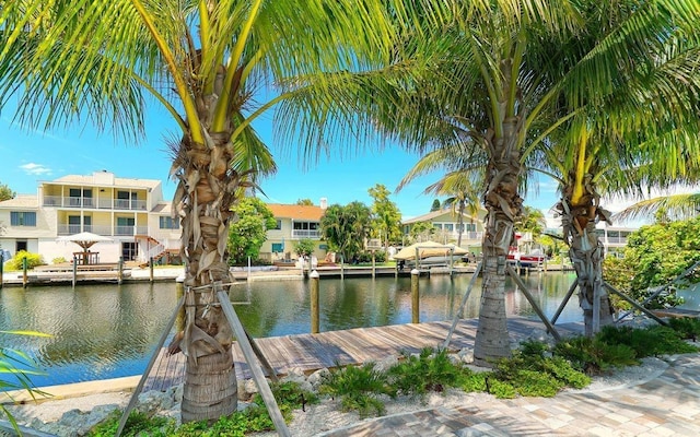 dock area featuring a water view