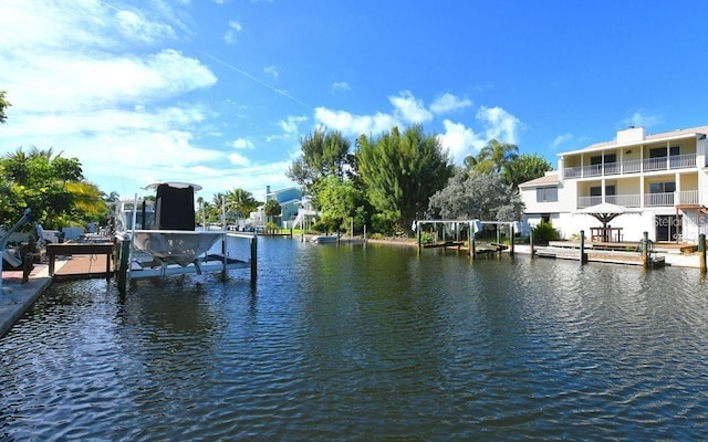 dock area featuring a water view