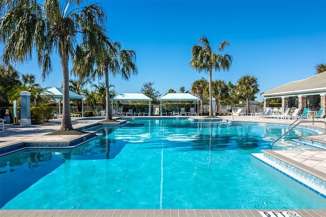 view of pool featuring a gazebo