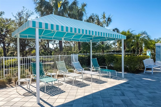 view of patio / terrace featuring a gazebo