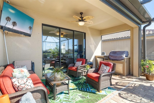 6517 Willowshire Way, Bradenton, FL 34212 - view of patio with outdoor lounge area and a ceiling fan