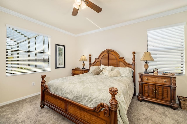 6517 Willowshire Way, Bradenton, FL 34212 - carpeted bedroom featuring crown molding, baseboards, and ceiling fan