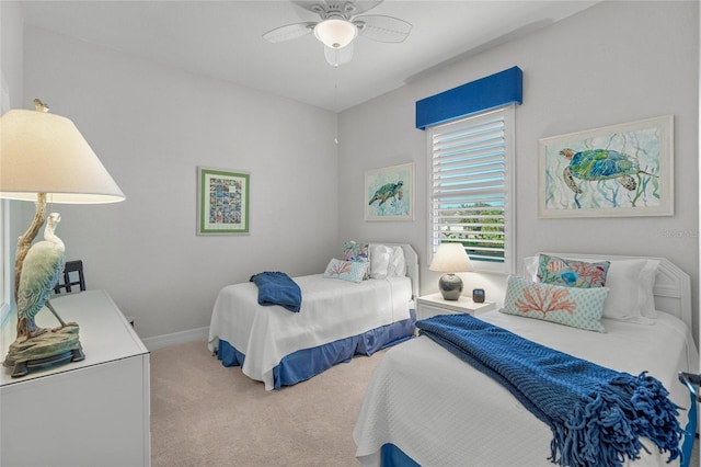 bedroom featuring carpet floors and ceiling fan