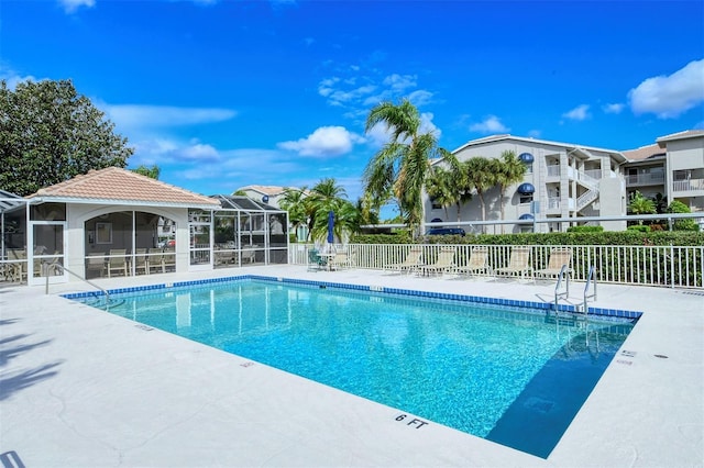 view of pool featuring a patio