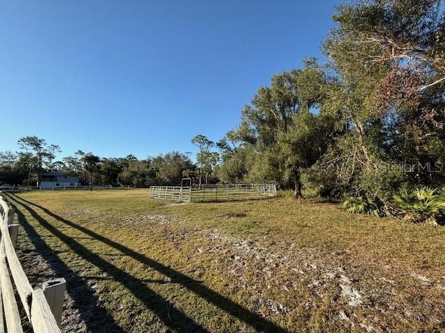 view of yard with a rural view