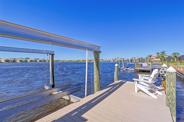 view of dock featuring a water view