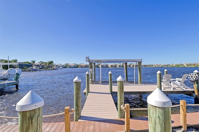 view of dock featuring a water view