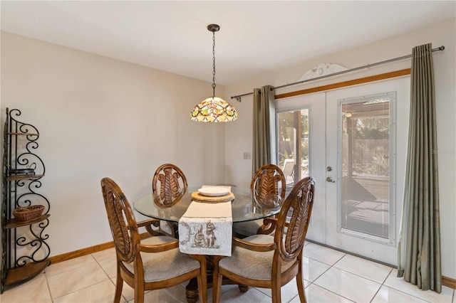 view of tiled dining area