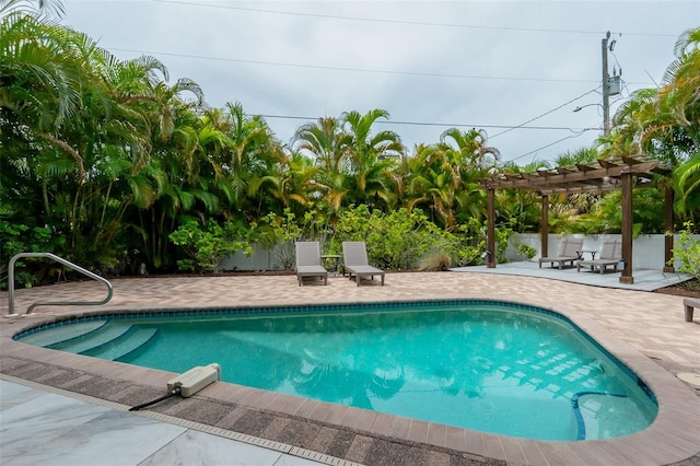 view of swimming pool with a pergola and a patio