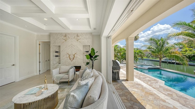 510 Bowsprit Ln, Longboat Key, FL 34228 - view of pool featuring grilling area and a pool with connected hot tub