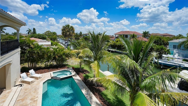 510 Bowsprit Ln, Longboat Key, FL 34228 - view of pool with a patio and a pool with connected hot tub