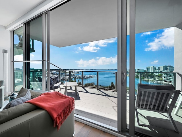 balcony with a water view