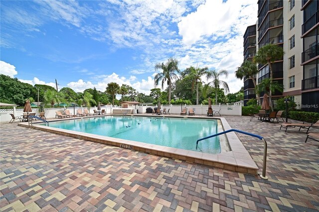 view of pool with a patio area