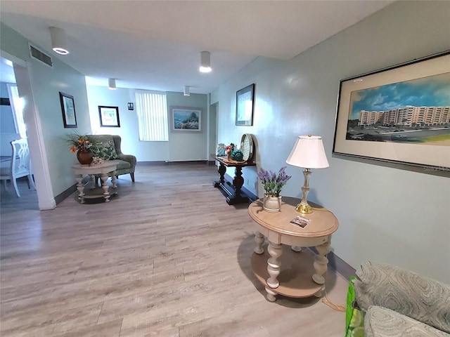 hall featuring light wood-type flooring