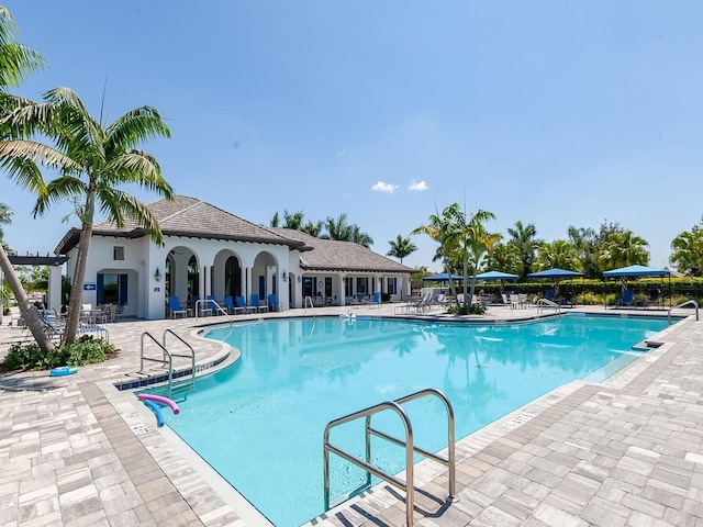 view of pool featuring a patio area