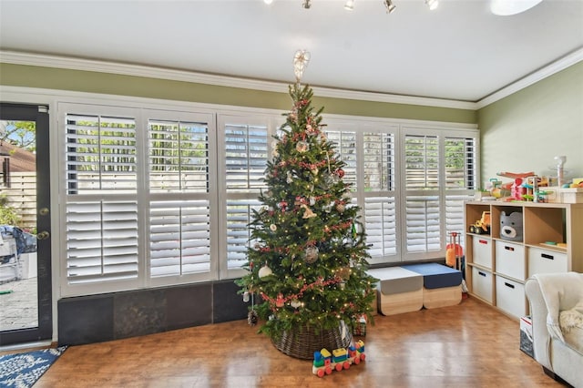 game room featuring ornamental molding