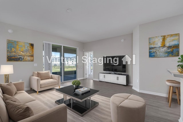 living room featuring hardwood / wood-style flooring