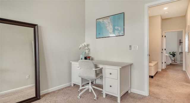 view of carpeted home office