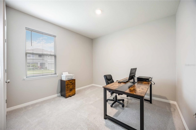 view of carpeted office space