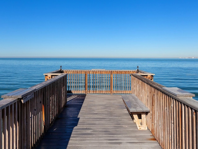 dock area featuring a water view