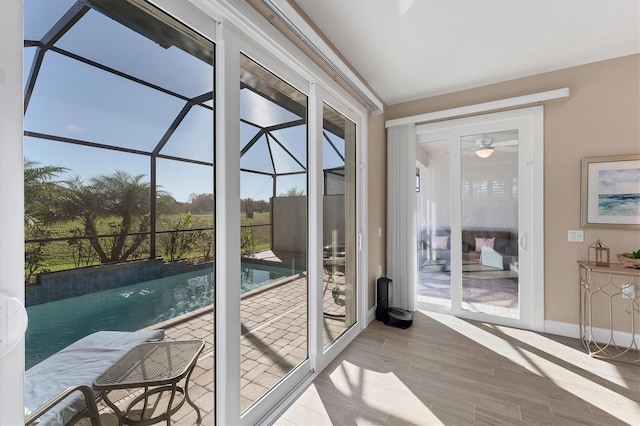 doorway featuring light hardwood / wood-style flooring