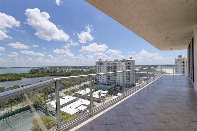 balcony with a water view