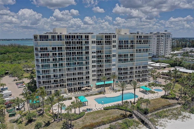 view of property with a water view