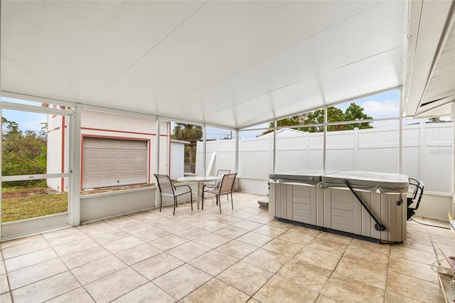 sunroom / solarium with lofted ceiling