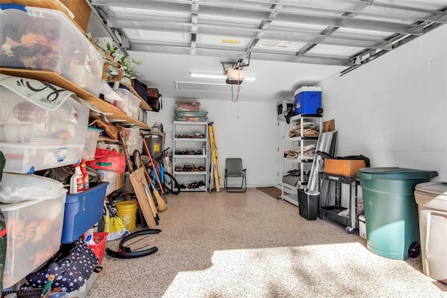 garage with a garage door opener