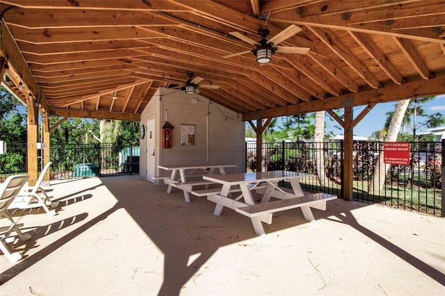 view of patio with ceiling fan