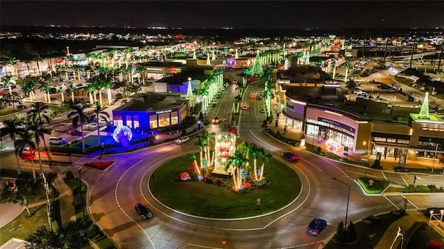 view of aerial view at night