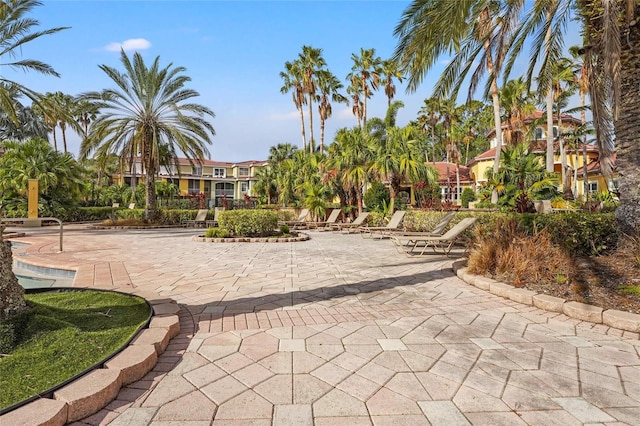 view of community with a patio area