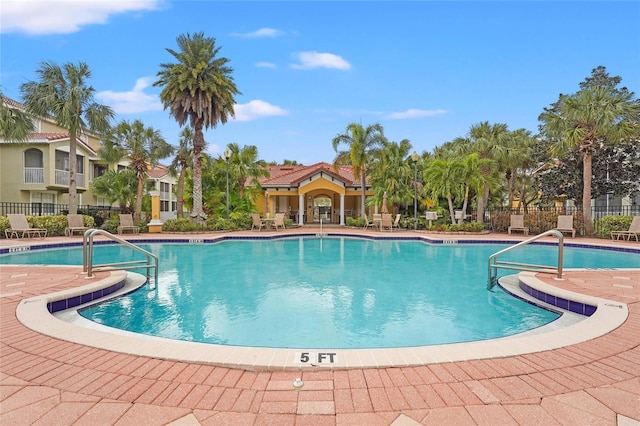 view of swimming pool featuring a patio