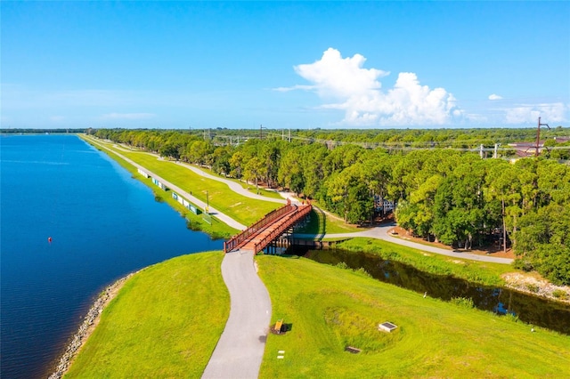 bird's eye view featuring a water view