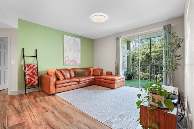 living room featuring wood-type flooring