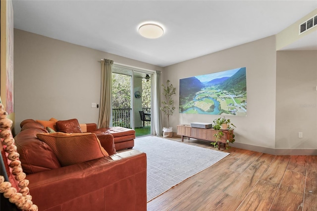 living room featuring wood-type flooring