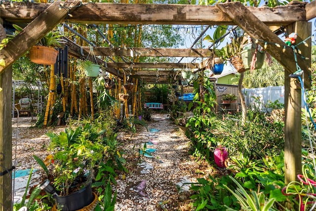 view of yard with a pergola