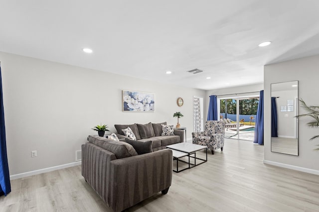 living room with light wood-type flooring