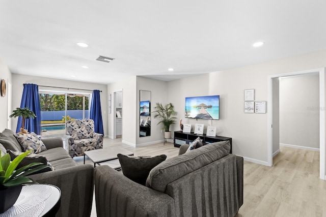 living room with light wood-type flooring