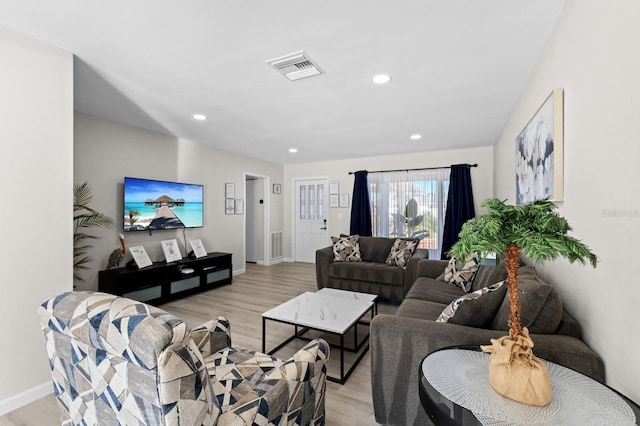 living room featuring light hardwood / wood-style floors