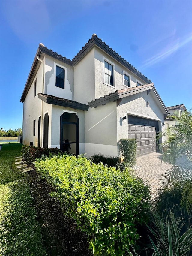 exterior space featuring a garage