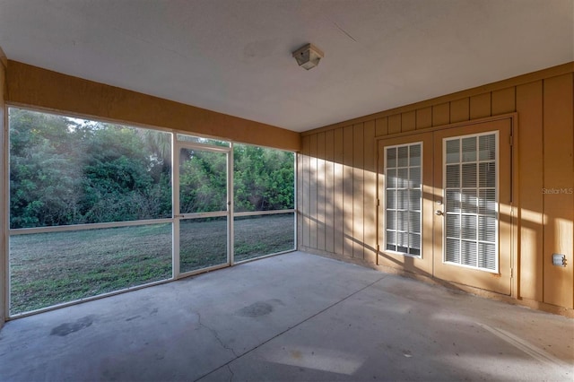 view of unfurnished sunroom