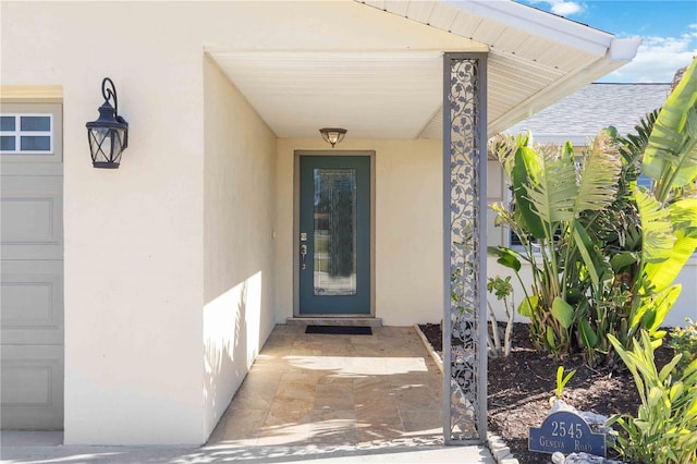 entrance to property with a garage