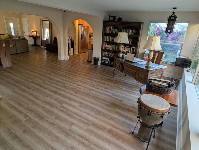 office featuring hardwood / wood-style floors