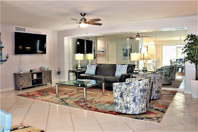 view of tiled living room