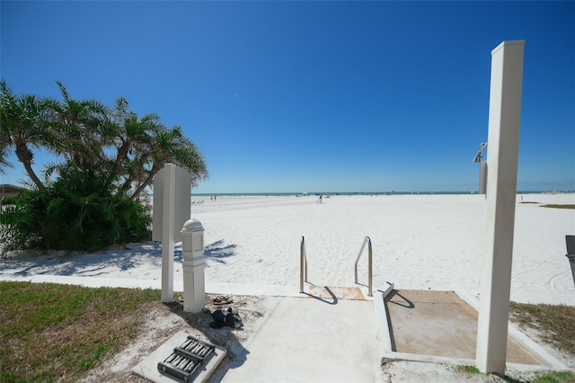 view of water feature featuring a beach view