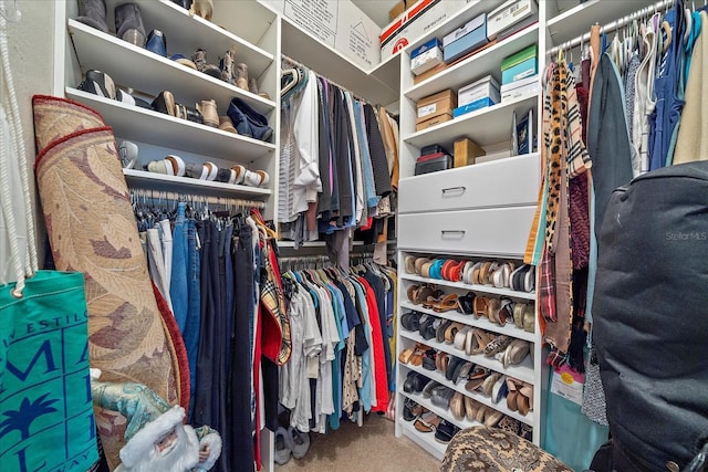 spacious closet with carpet floors