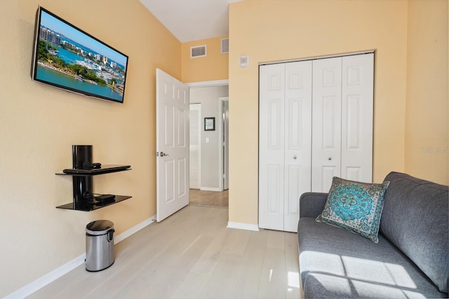 living area featuring hardwood / wood-style flooring