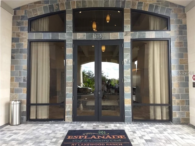 property entrance with french doors